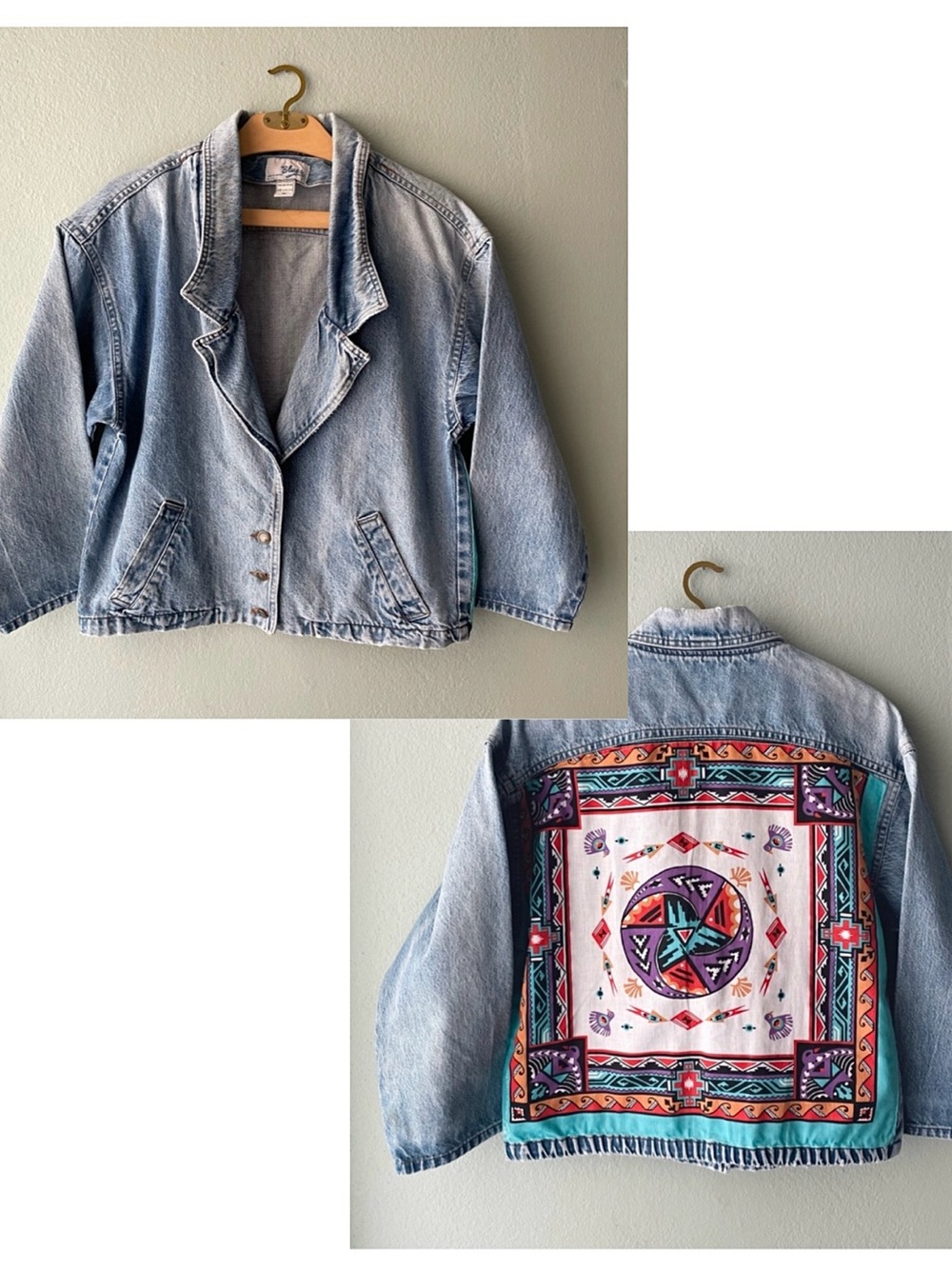 Weathered Blues | Vintage Unisex Western Southwestern Custom Denim Jean Jacket